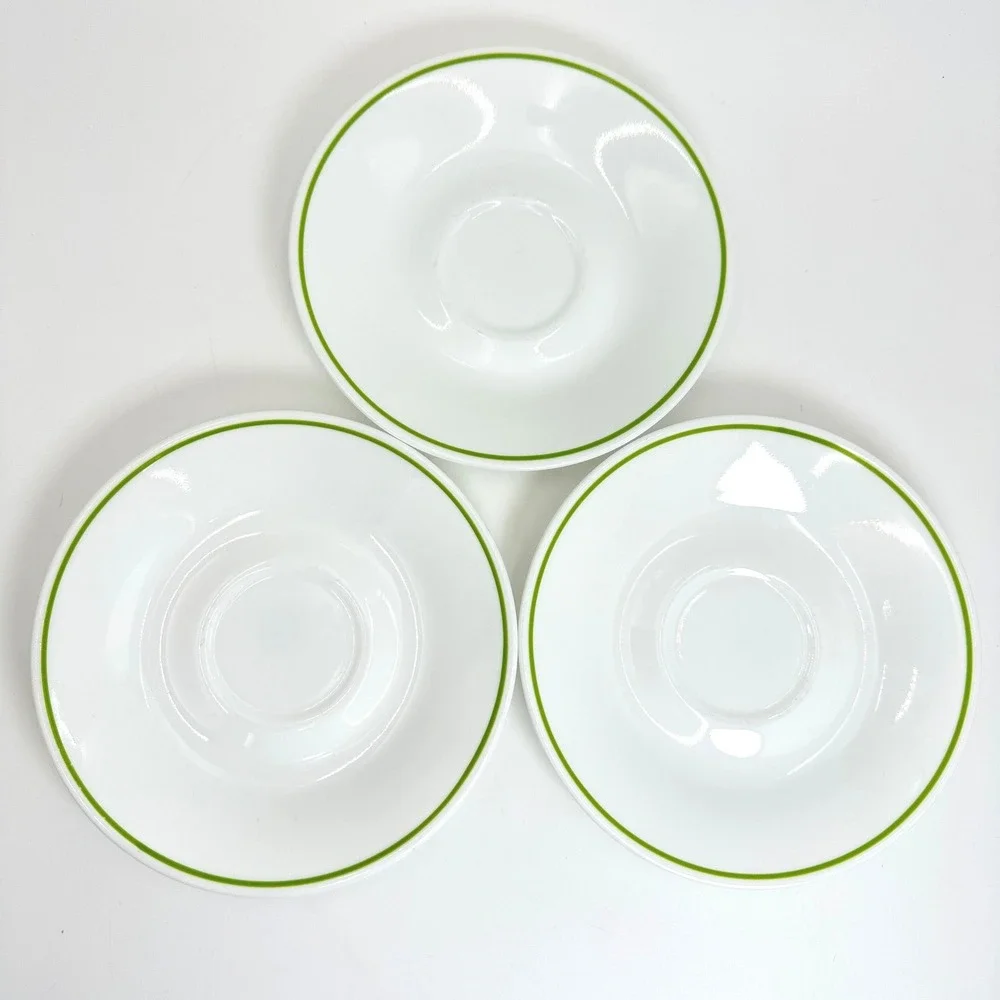 Vtg Corelle Replacement Saucers Green Band Wildflower Meadow Strawberry Set 3